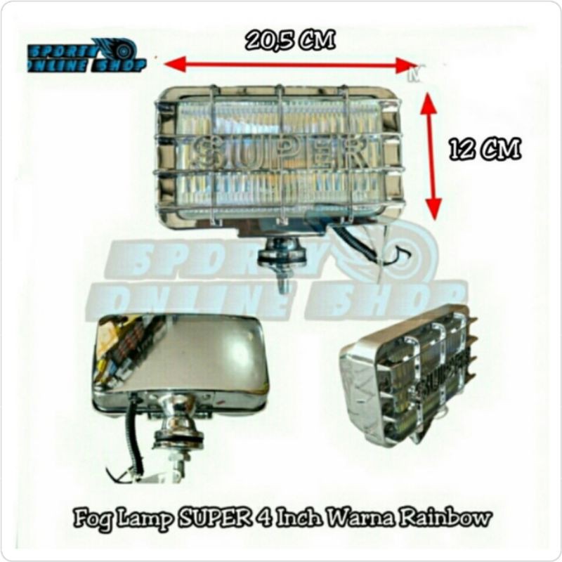 Fog Lamp Kotak Kaca  Pelangi YH-219A Batok Chrome