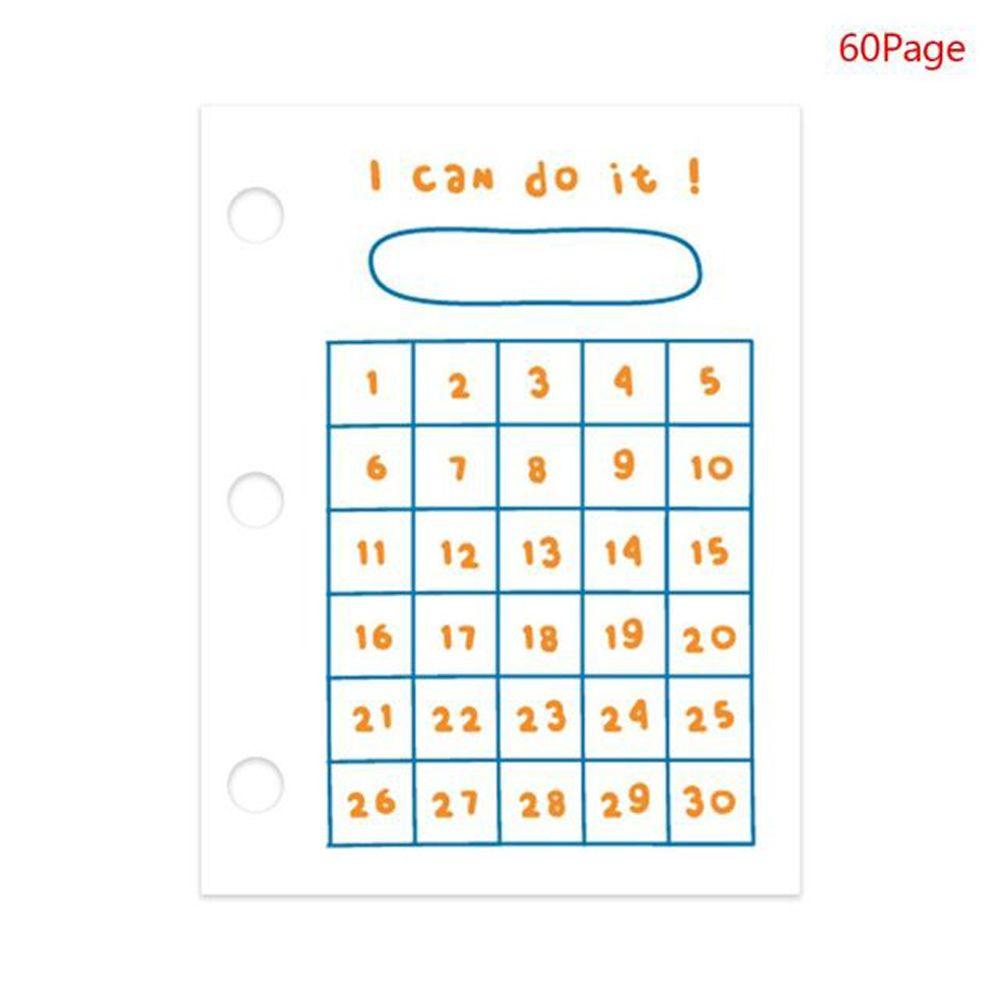 Agustina Paper Refill Mini Diary 6X8cm 3lubang Grid Blank 60sheets Notebook Halaman Dalam