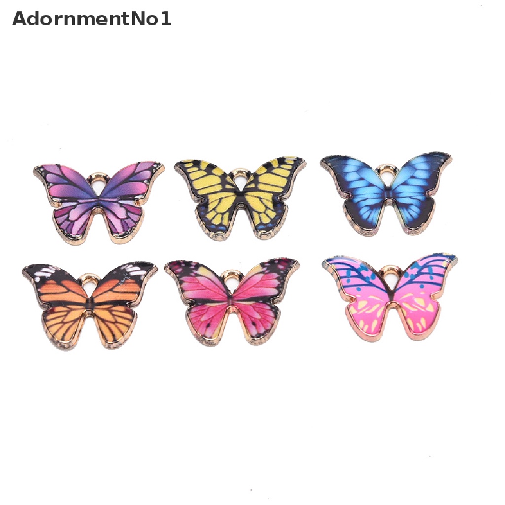 (AdornmentNo1) 10pcs / Set Charm Butterfly Enamel Warna-Warni Untuk DIY Perhiasan