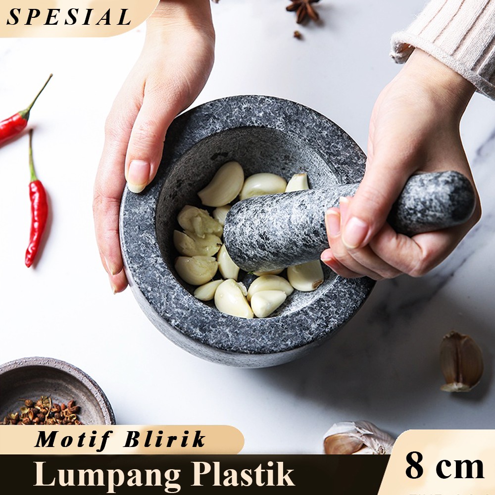 Lumpang Plastik 8 cm Penumbuk obat Plastik Motif Blirik