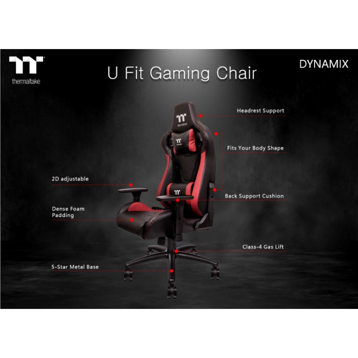 Kursi Gaming THERMALTAKE U FIT Gaming Chair | Black Red | Kursi Kantor