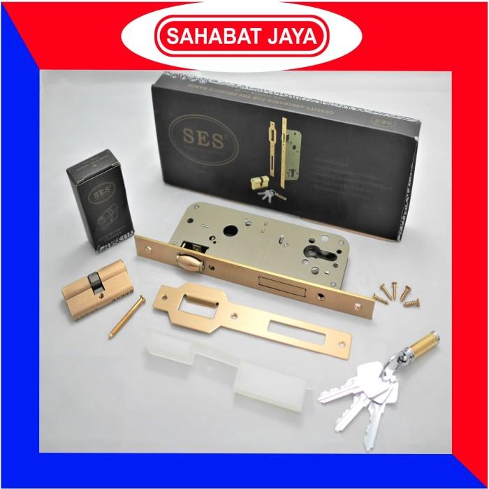 Kunci Pintu Rumah/Pintu Kamar/Body Pelor/Lockcase SES 20364 SB Gold