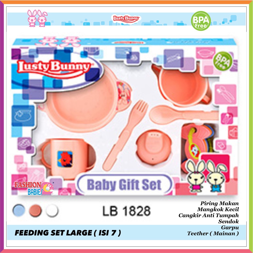 LUSTY BUNNY SET 7 IN 1 / FEEDING SET LB 1828 / TEMPAT MAKAN SET BAYI / KADO