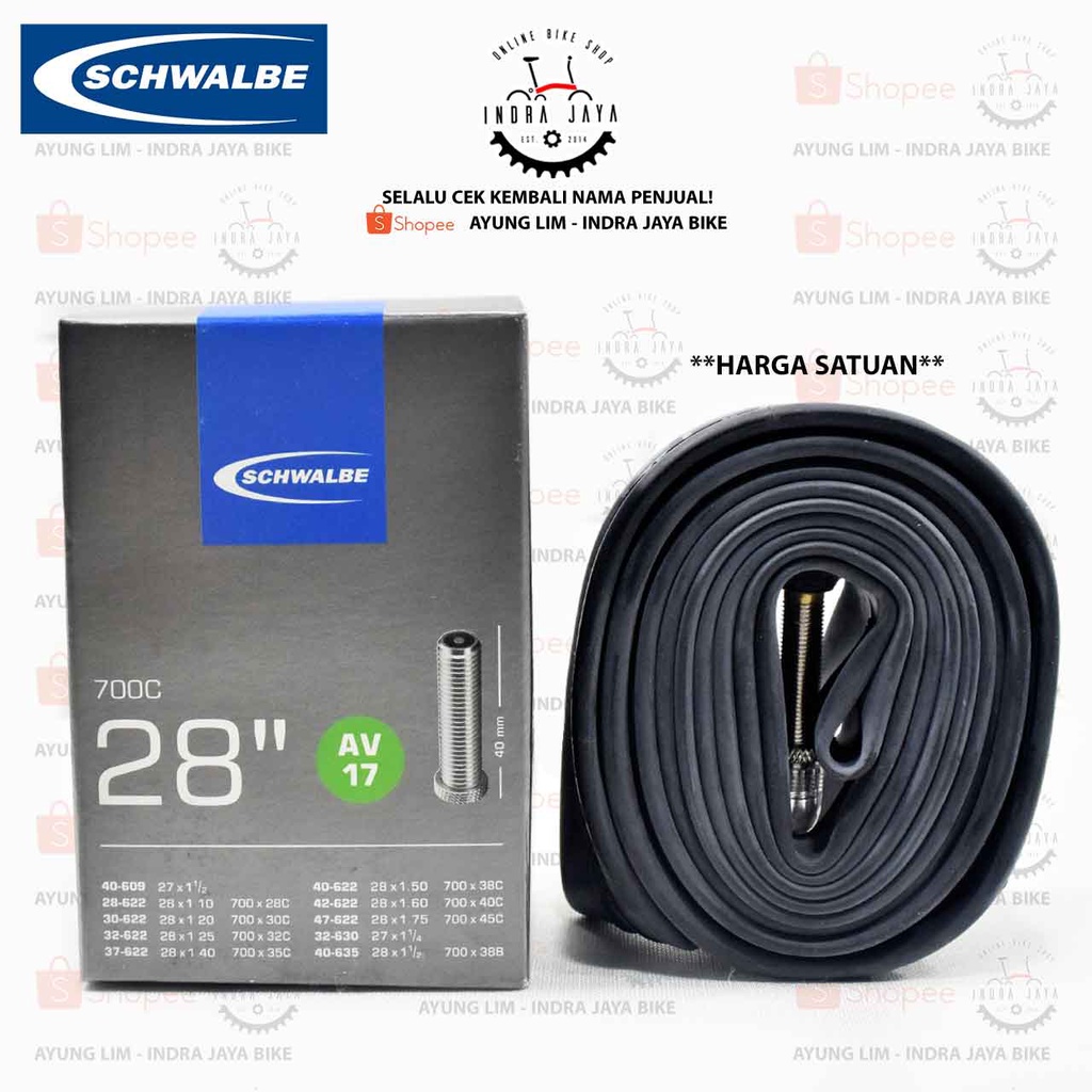 BAN DALAM SCHWALBE -28" / 700C X 28c - 45c AV17 - PENTIL AV 40mm