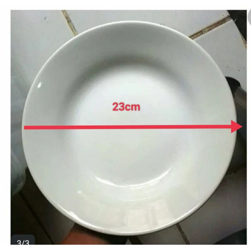 1 Lusin piring makan keramik polos 9 inch/23 cm