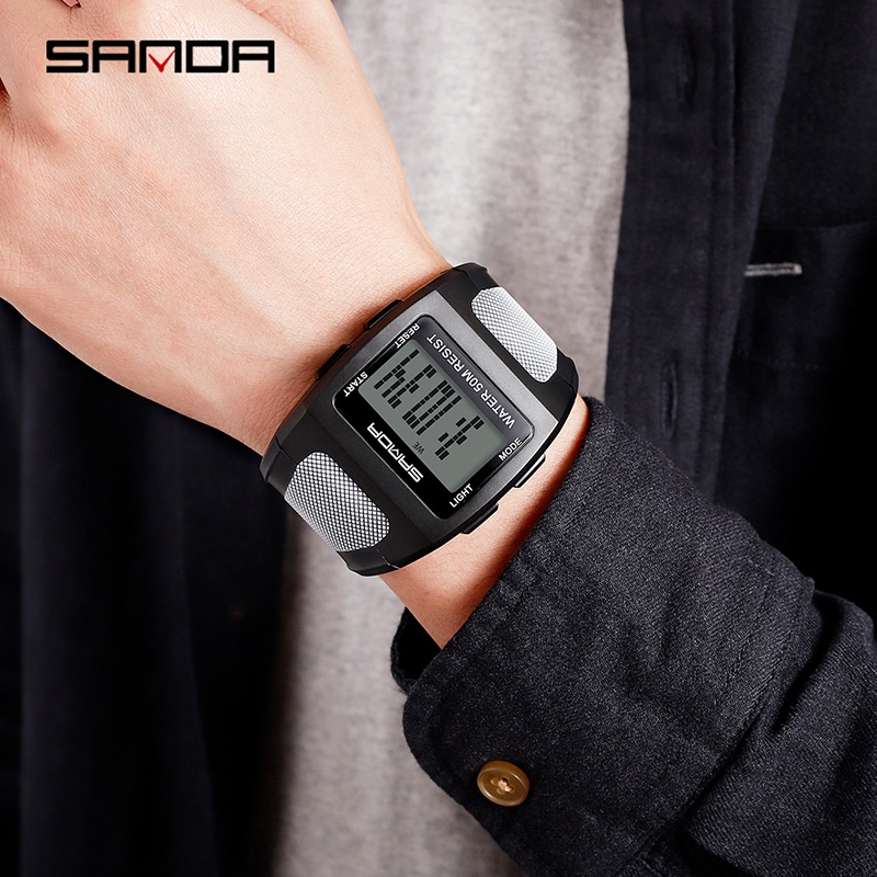 SANDA 222 Jam Tangan Pria Digital Sport EL Backlight Tali Rubber Anti air WATCHKITE WKOS