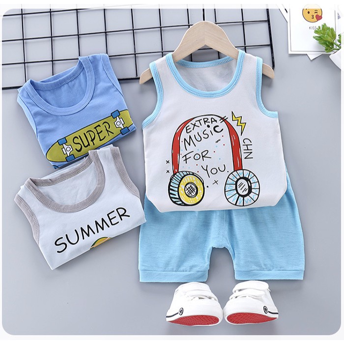 babyfit XHM-4 setelan oblong kutang celana pendek baju anak import xhm-1027r