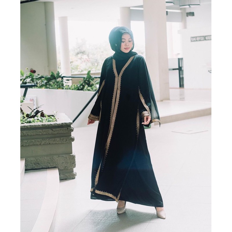 DRESS GAMIS ABAYA SYARI PESTA RENDA KOTAK 195 COUPLE