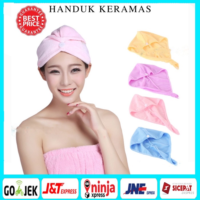 HANDUK KERAMAS MANDI MICROFIBER / HANDUK RAMBUT MAGIC HANDUK KEPALA / TOPI KERAMAS MANDI CEPAT KERING / HANDUK TURBAN KANCING