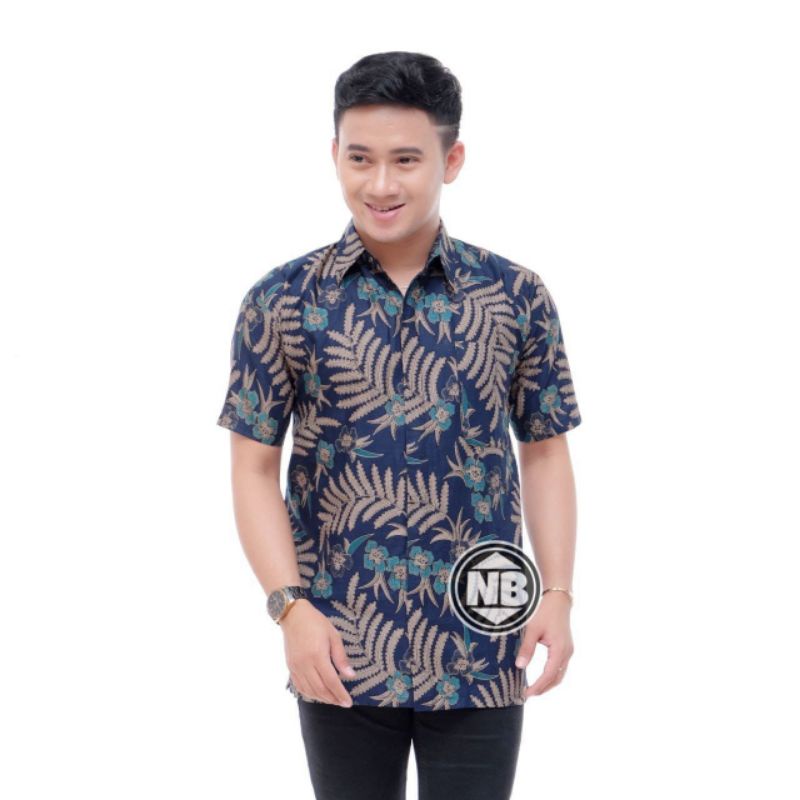 BSWART Batik HRB026 Kenongo Hem Pendek Padi Pekalongan M L XL Batik Pria MURAH Modern Grosir-Hem putri malu