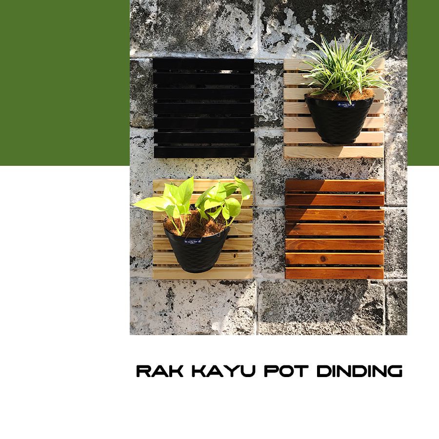 Hiasan pot tempel dinding kayu / Dekorasi pot bunga / Stand bunga / Hiasan taman / Garden