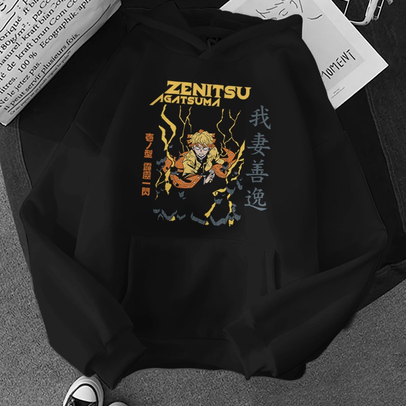 jaket hoodie Zenitsu Agatsuma L-XL jaket demon slayer jaket anime hoodie anime jaket kimetsu no yaiba