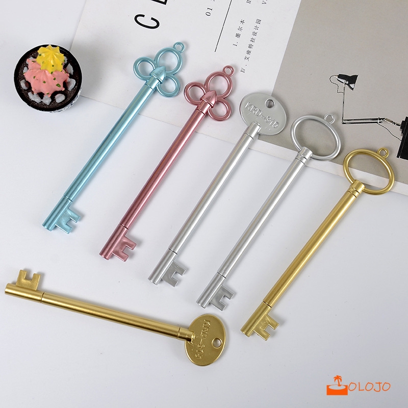 OLOJO Pulpen Pena Gel Kunci Lucu Kreatif Retro Perlengkapan Kantor Alat Tulis Hadiah Siswa Kecil