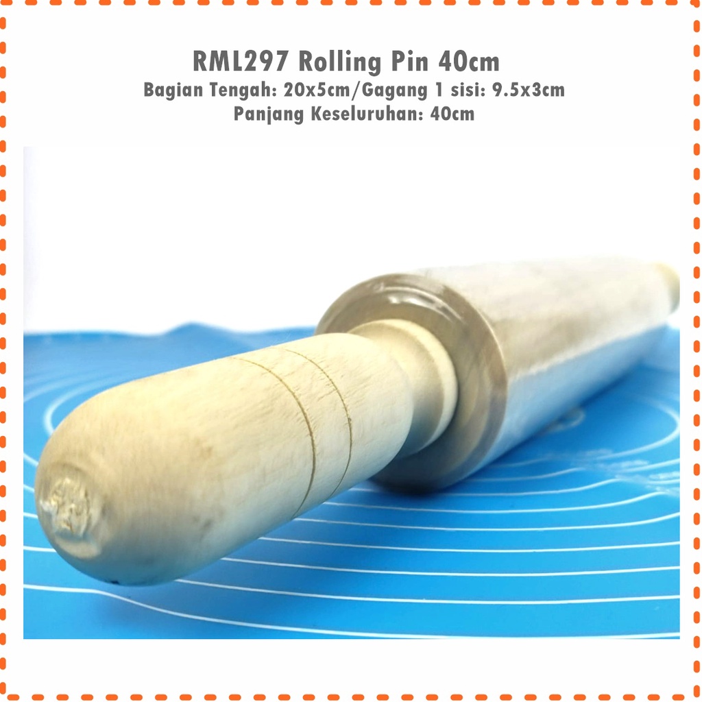 Rolling Pin/Penggiling Adonan Kayu Besar 40cm