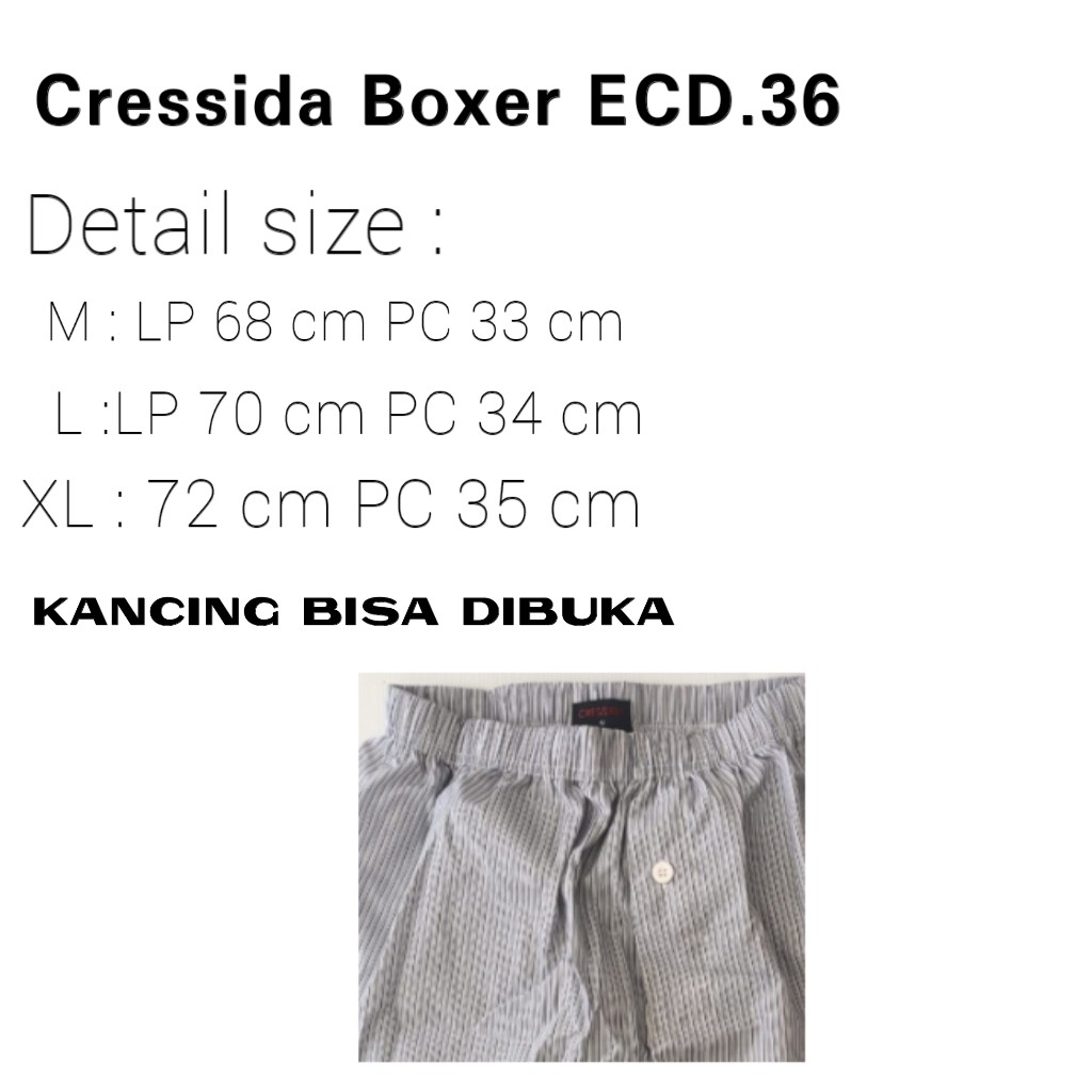 gof CRESSIDA BOXER ECD.36 Celana Dalam Katun Tebal Motif Kotak Catur Salur Celana Boxer Cowok Dewasa