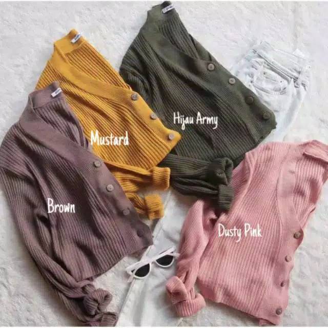 Cardigan rajut crop kancing batok