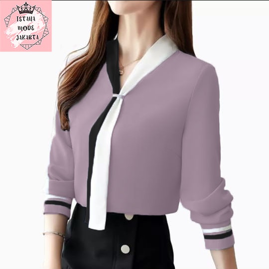 ISTANA MODE JAKARTA Elina baju atasan wanita terbaru blouse korean style blouse wanita lengan panjang-4