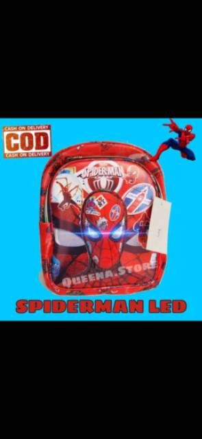 TAS ANAK SPIDERMAN TAS ANAK LED TAS ANAK TK TAS ANAK BERHADIAH ROBOT