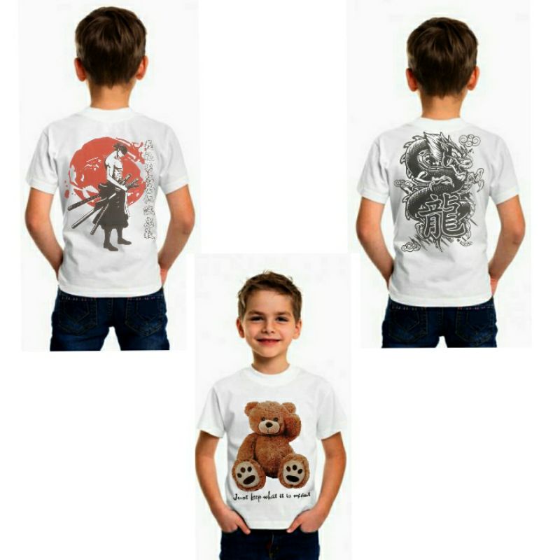 kaos anak samurai/kaos samurai dewasa putih/kaos boneka cewek cowok