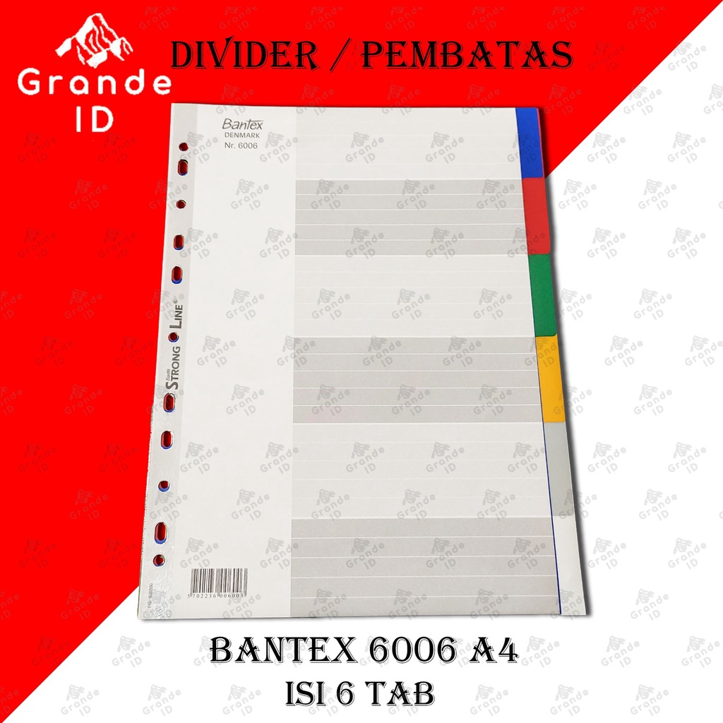 

DIVIDER BANTEX 6006 A4 ISI 6 TAB INDEX PEMBATAS FILE