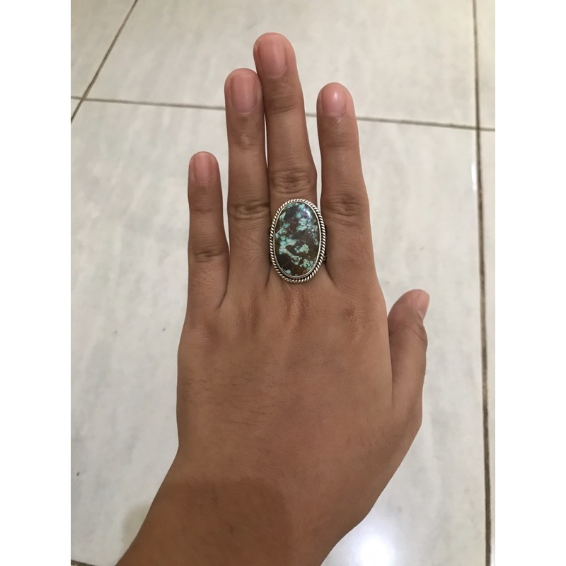 Cincin pirus batu akik silver ring