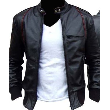 PAKAIAN PRIA MURAH JAKET PRIA ATASAN PRIA Fleece H fashion Q0J4 Jaket Kulit Ariel Hitam List M
