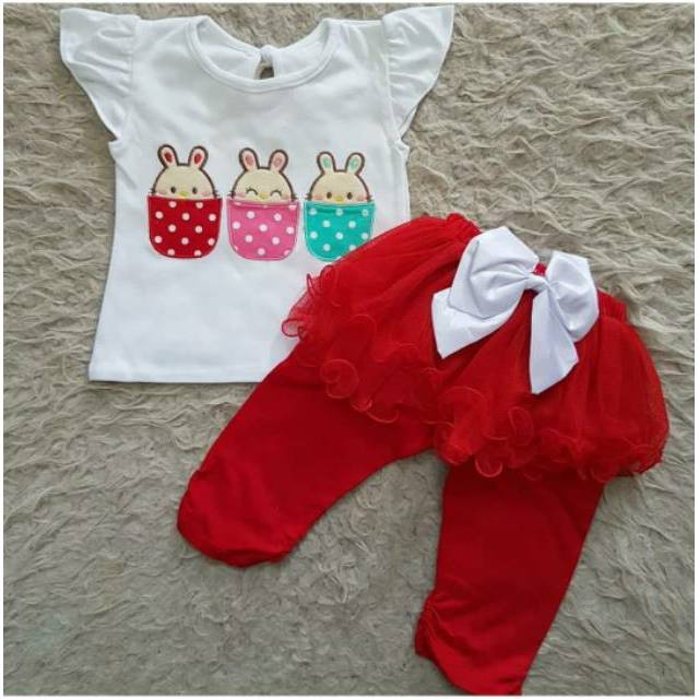 Baju setelan kaos celana  legging  polos lucu fashion anak 