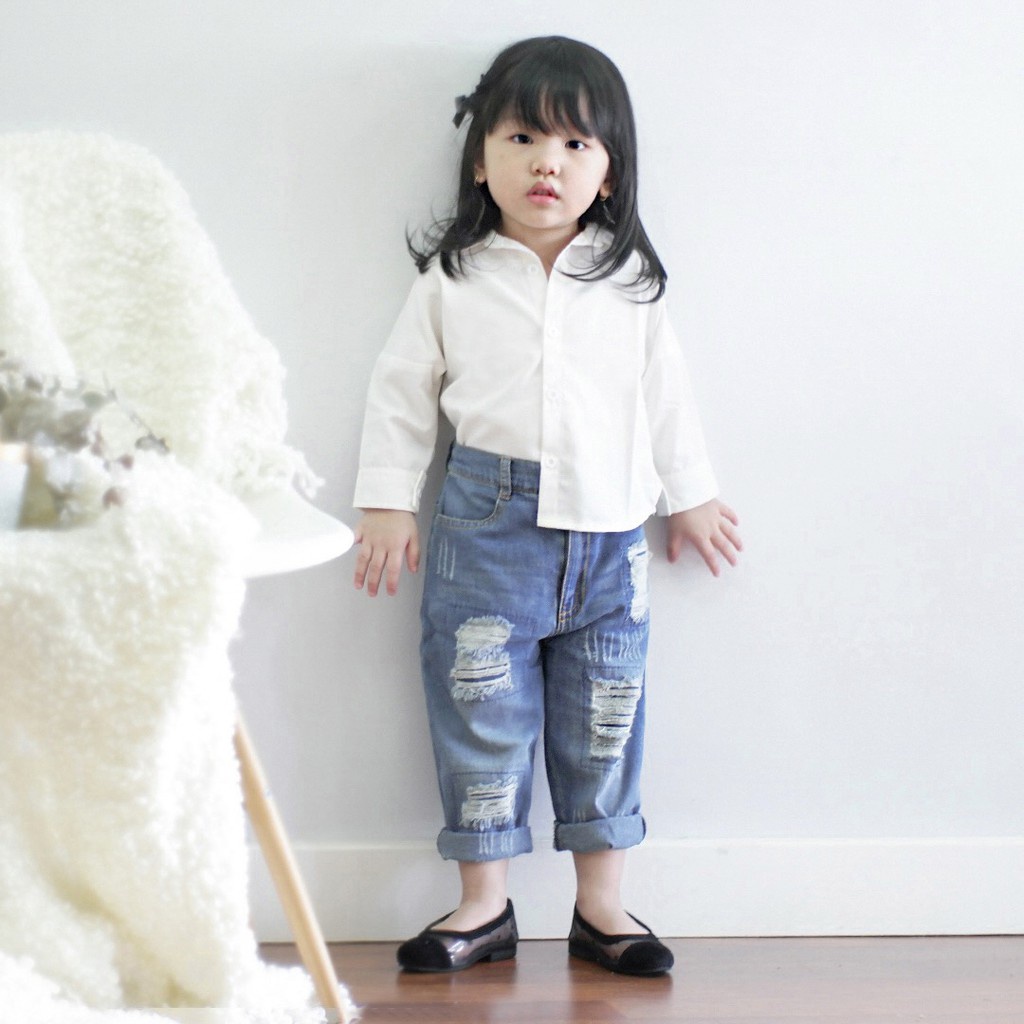 celana jeans sobek anak perempuan / ASH RIPPED JEANS