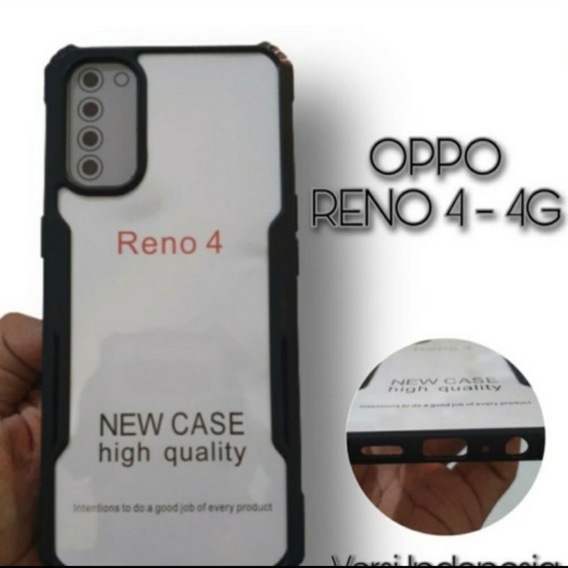 Oppo Reno 4 / 4 Pro / 5 Softcase Shockproof Airbag Transparan Lis Hitam