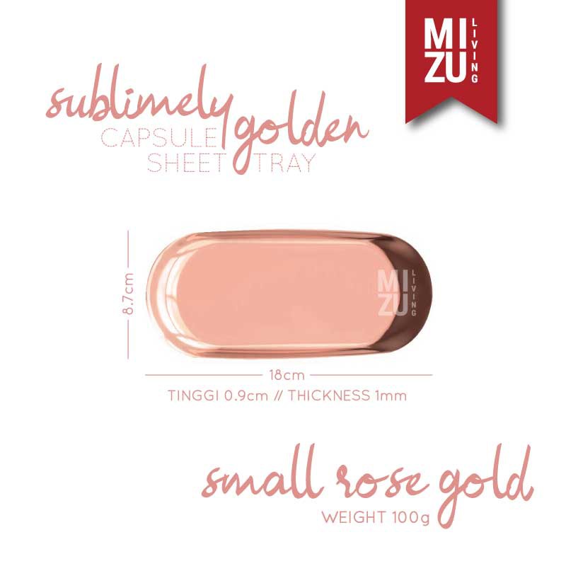 SUBLIMELY GOLDEN Vanity Tray Rose Gold Organizer Nampan Emas Meja Rias Tatakan Makeup Skincare-CAP TRAY S RG