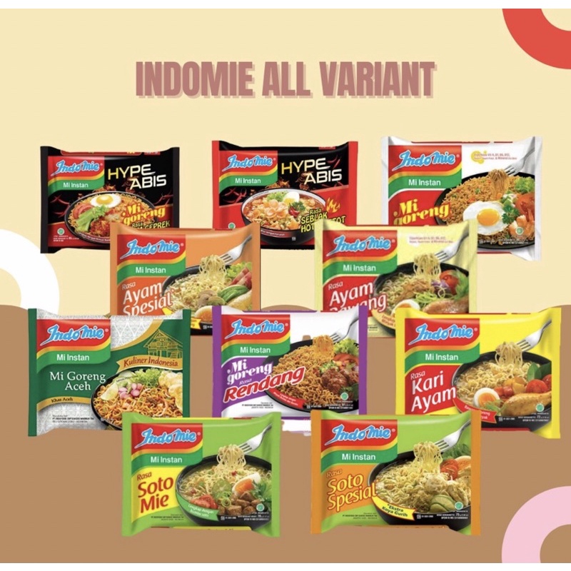 

INDOMIE ALL VARIAN ISI 5 PCS / INDOMIE GORENG/ INDOMIE SOTO/ INDOMIE KARI/ INDOMIE RENDANG/ INDOMIE ACEH/ INDOMIE AYAM SPESIAL/ INDOMIE AYAM GEPREK / INDOMIE SEBLAK / INDOMIE AYAM BAWANG