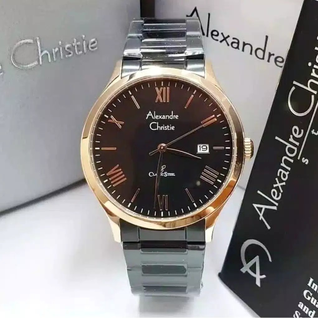 alexandre Christie AC 8567 jam tangan pria original  stainlessblack