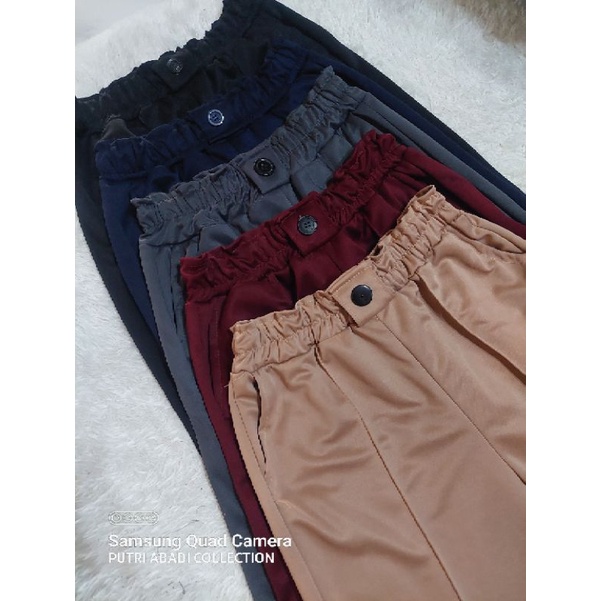 Celana Kulot Scuba Premium Bahan Scuba Tebal Variasi Kancing