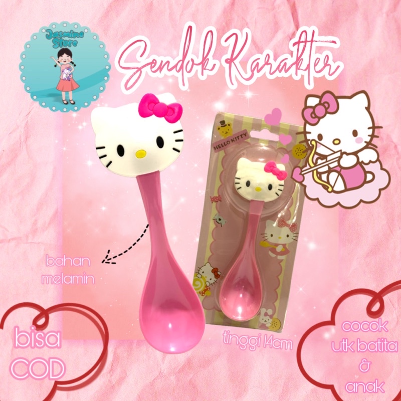 Sendok Makan Melamin Karakter Hello Kitty/Sendok Karakter/Sendok + Garpu Makan Melamine motif hello kitty/Sendok Set Makan Garpu Bahan Melamin Karakter Hellokitty/Hellokitty Sendok+Garpu Makan Melamin