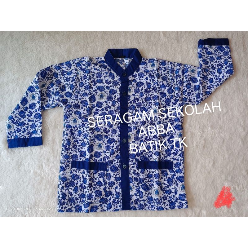 Seragam Batik TK dan Paud Biru Sehat cerdas ceria paud ready Stok