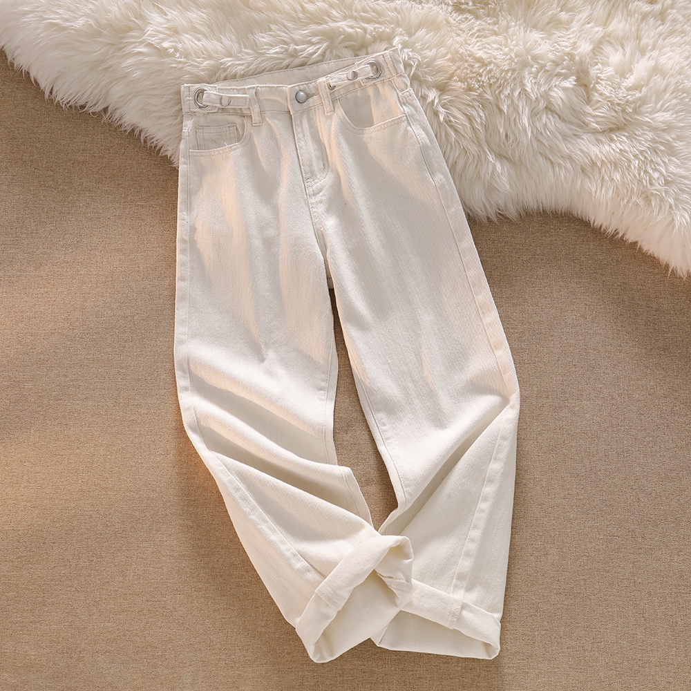 New Warna Krem  Kekinian Highwaist Straight Celana Jeans Wanita Import (realpict)