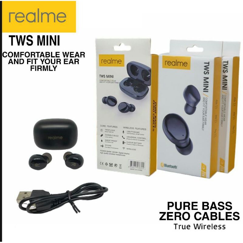 Headset Realme Sport Active Lite True Wireless Stereo Earbuds TWS Super Mini Earphone Bluetooth
