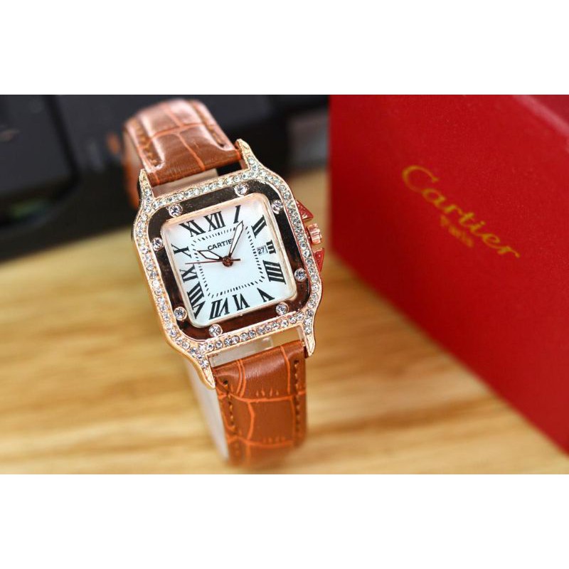 [ YN 2128 ] CARTIER JAM TANGAN KULIT WANITA