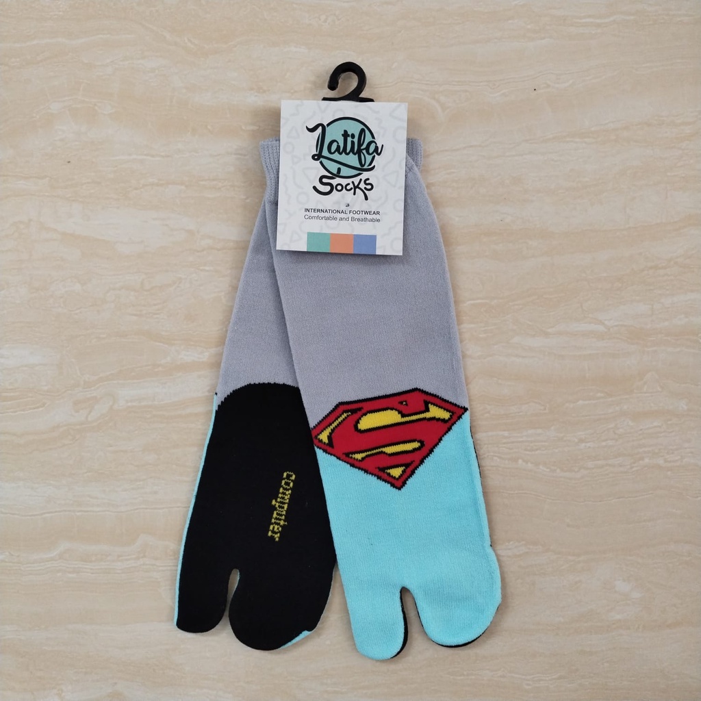 Koas Kaki Anak Kaos Kaki Sekolah Model Jempol Motif Logo Superman Usia 5-12 Tahun