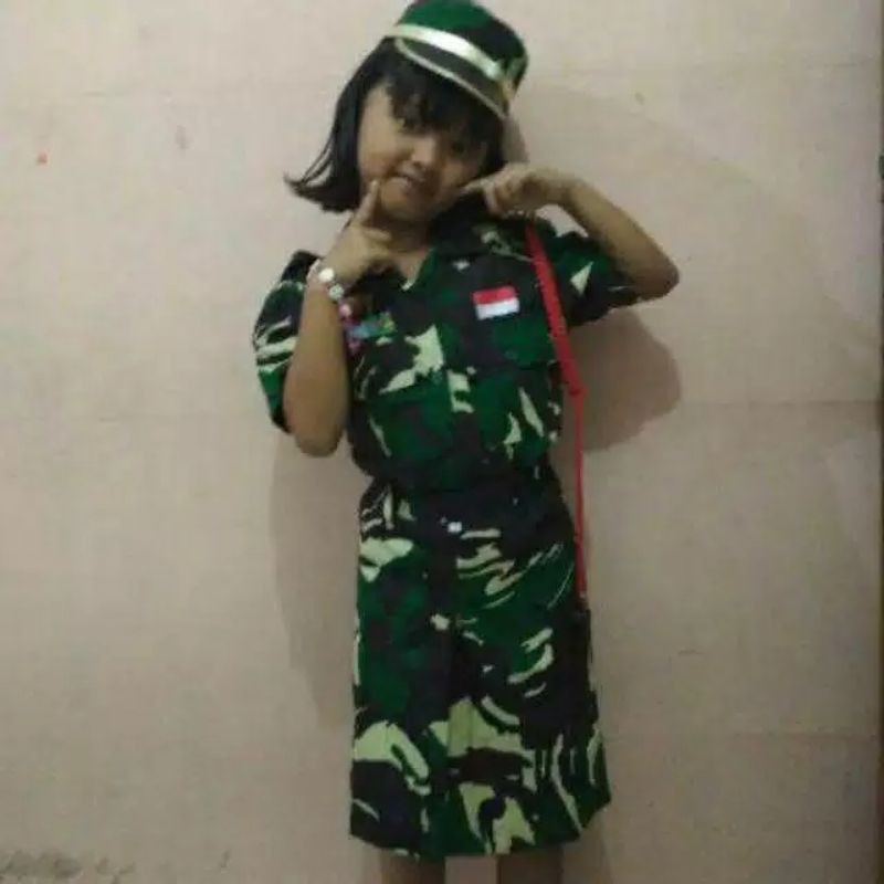 Baju kostum karnaval profesi Tentara/Doreng putri anak Tk-SD baju karnaval doreng anak cewek baju karnava cewek doreng