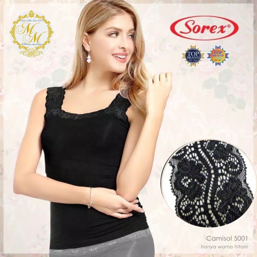 Tank top Sorex Wanita Variasi renda brukat bunga V-Neck U-Neck Sorex 5001 5013 5011 Dijamin Murah