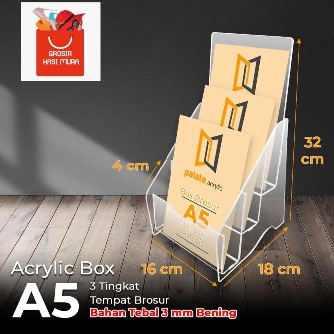 Tempat Brosur A5 3 Susun /Akrilik Rak Brosur A5 3 Layer Terlaris 3Mm Terlaris