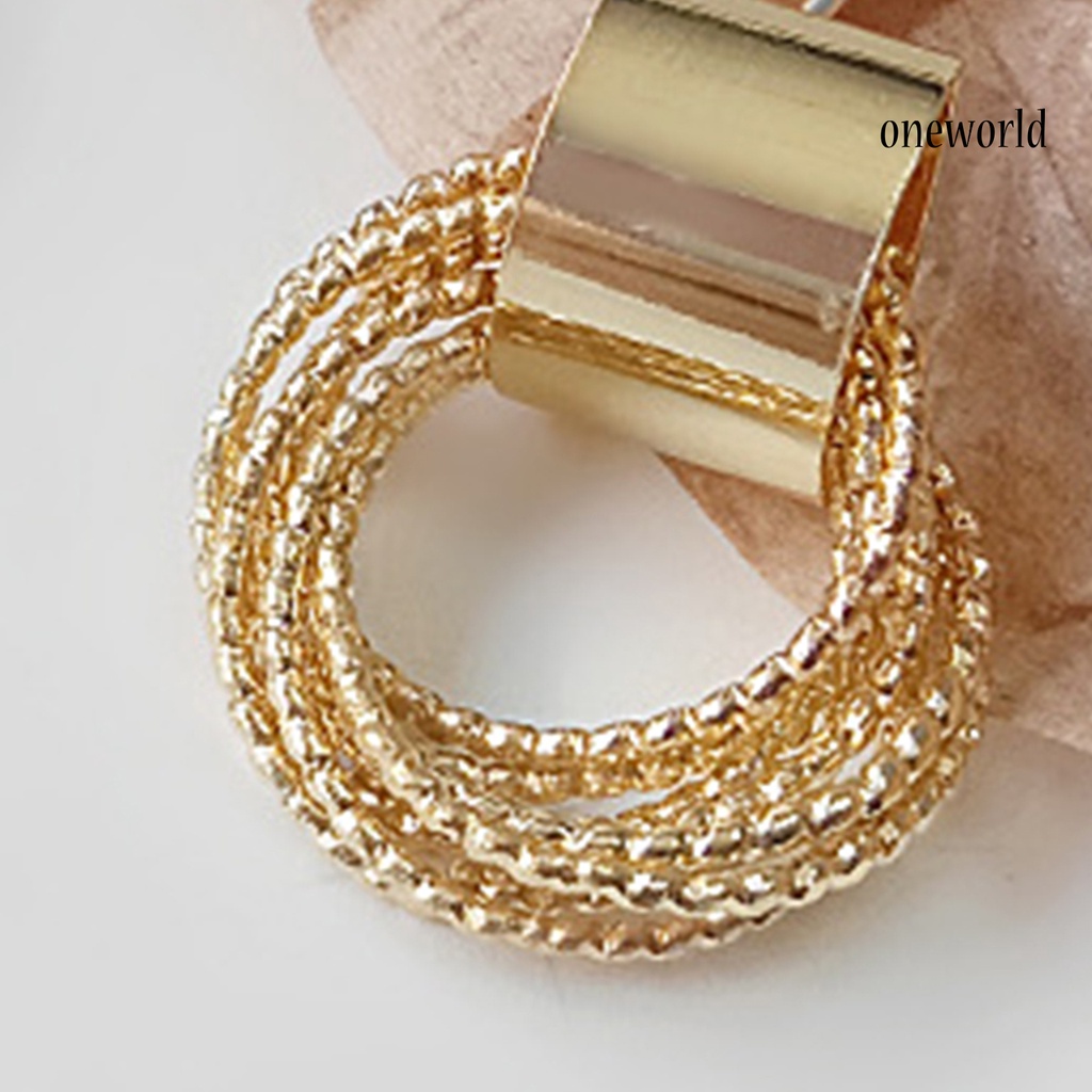 OW# 1 Pair Exquisite Women Multilayer Circle Golden Ear Stud Earring Jewelry Accessory