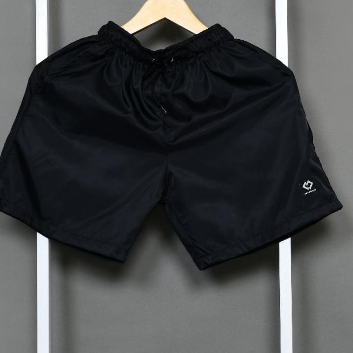 Terbaik.. Celana Pendek Pria Dewasa Olahraga Boxer Polos Parasut Sport Santai Kolor Cowok Pria Hitam