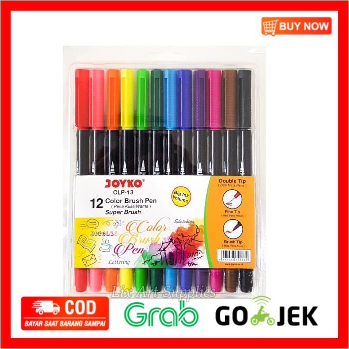 

(BISA COD) Joyko Super Brush Pen Set 12 Colors (CLP-13) / Dual Tip Brush Pen
