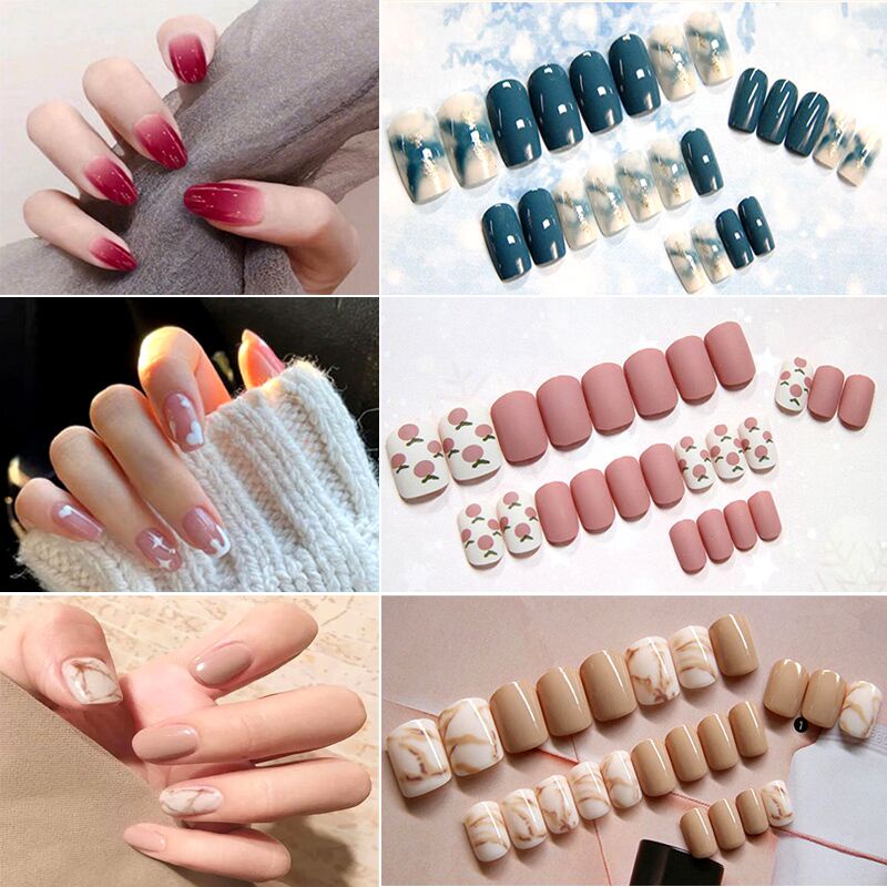 Lucu Fashion Kuku Palsu Stiker Kuku Palsu Kuku Tahan Air Stiker Kuku 24pcs     24 false nail waterproof nail stickers