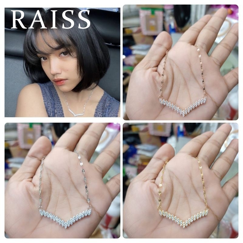 Kalung Fuji Mata Diamond Titanium Perhiasan Fuji Kalung Rantai Dengan Liontin Mata V Bahan Titanium Untuk Wanita