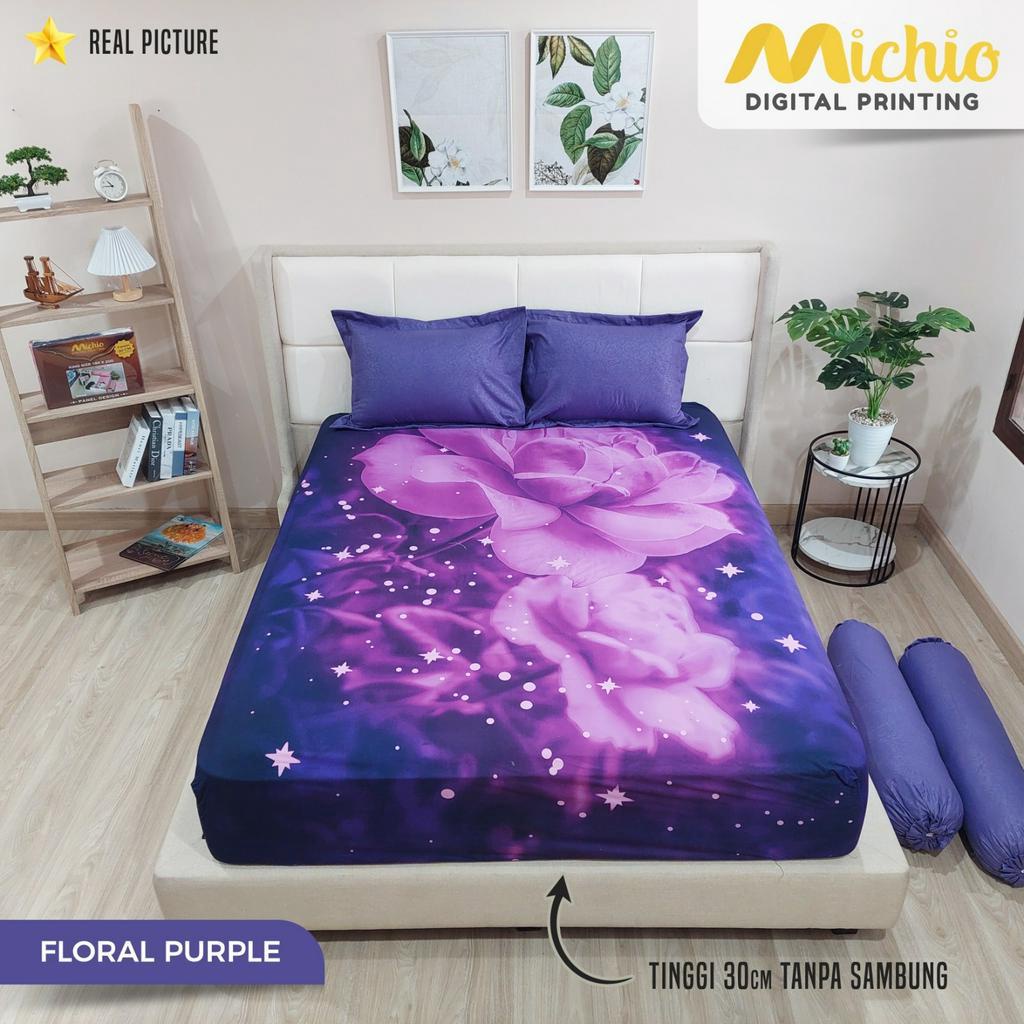 Sprei Michio Digital Print Ukuran 160x200 Tinggi 30cm Aneka Motif Karakter Seprai Queen Bed Harga Murah