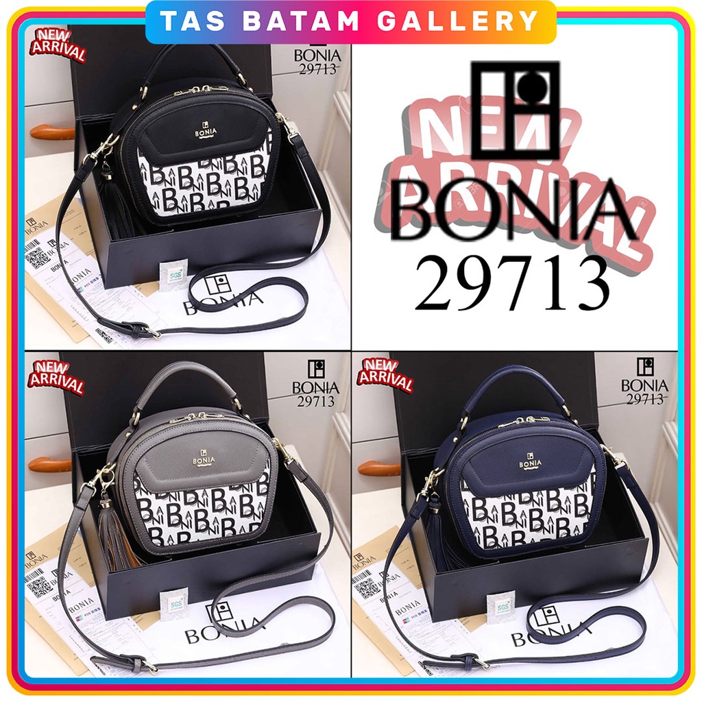 TAS BONIA Sonia Sonata Authentic Monogram Logo B HandBag Top Handle 29713