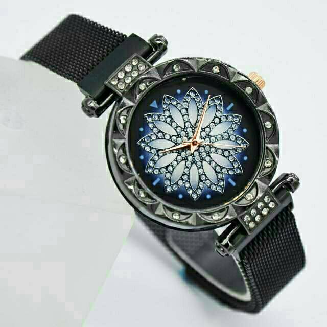 Cod Bayar Ditempat Jam Tangan Wanita Magnetik Diamond Bunga Hiasan